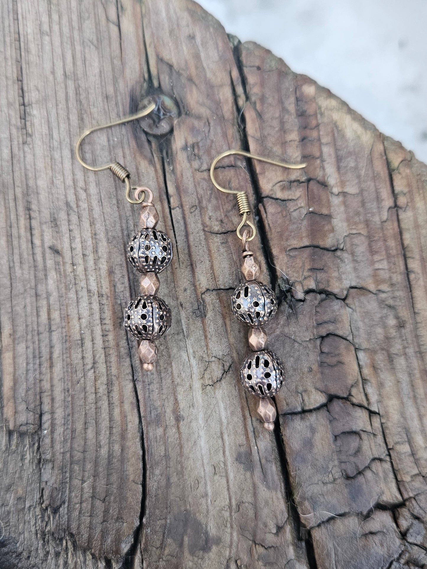 Bronze beaded earrings