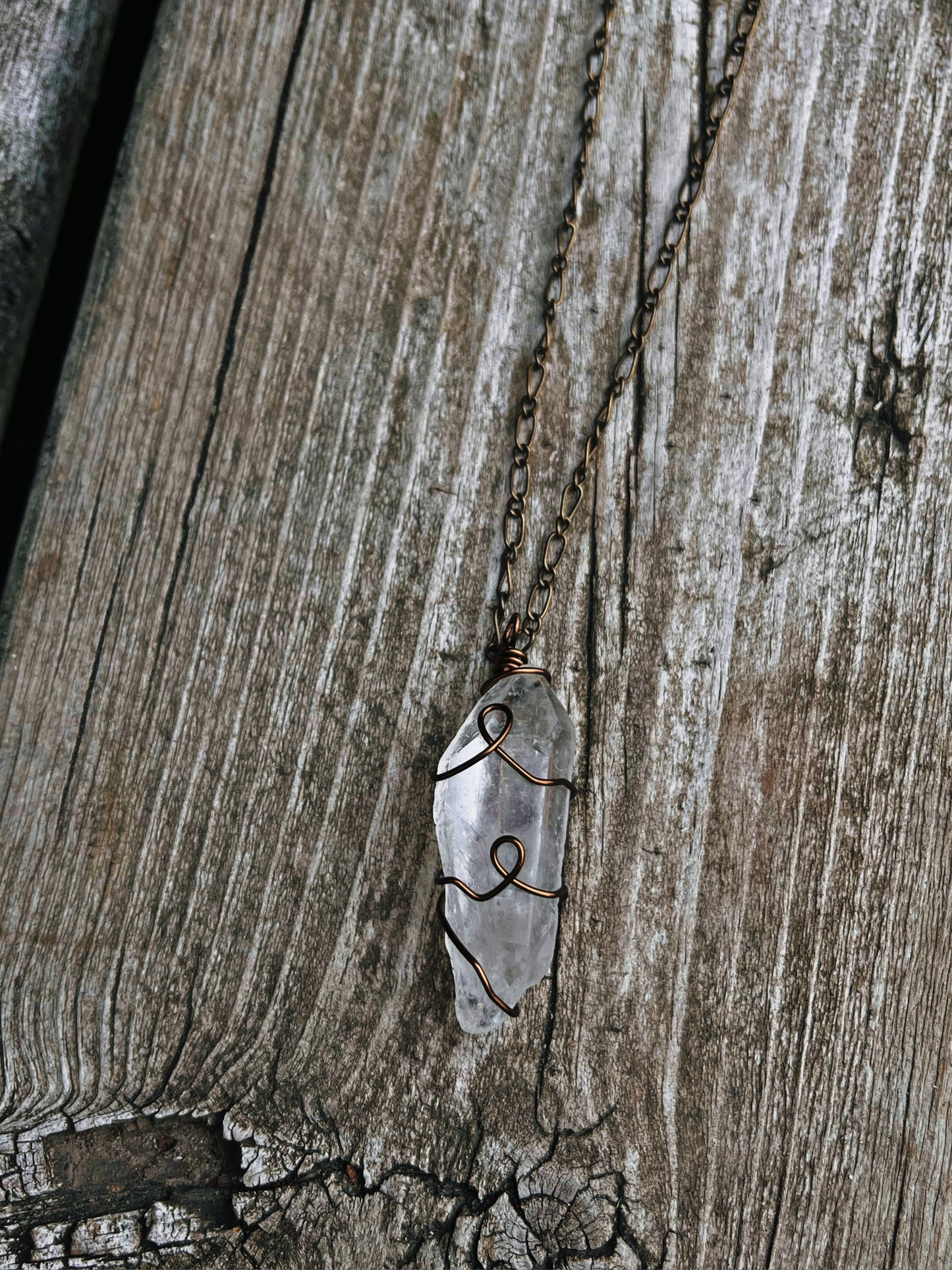 Clear quartz wire wrapped necklace