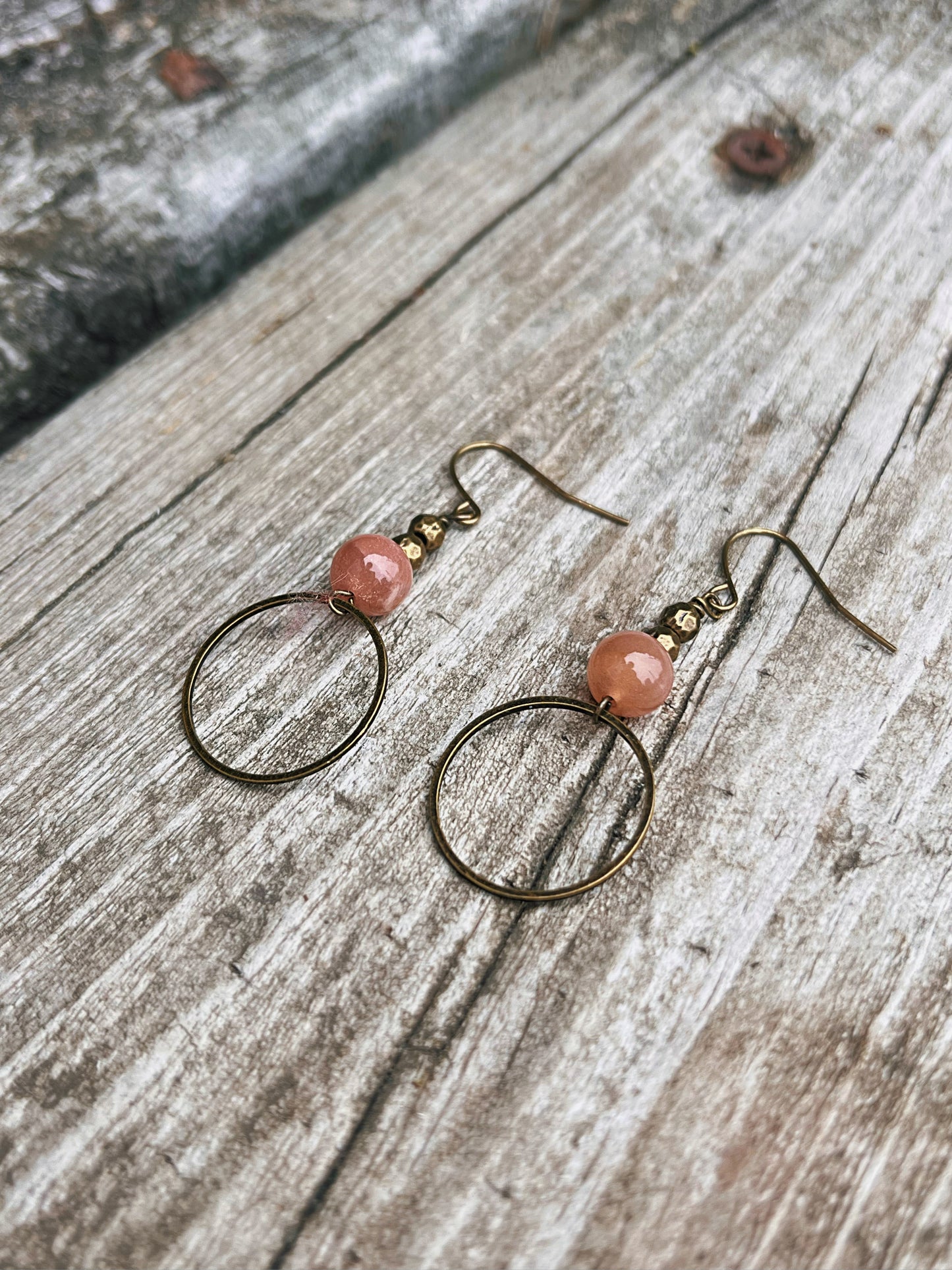 Sunstone circle earrings