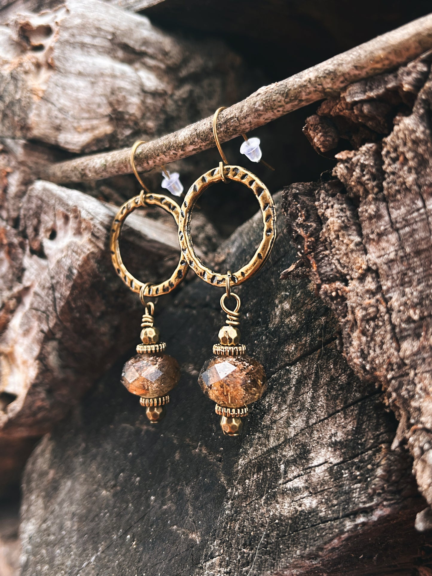 Bronze circle boho earrings