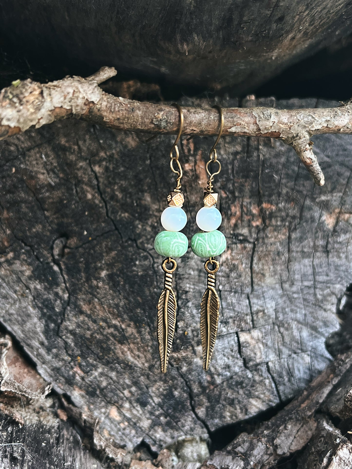 Green bead and opal