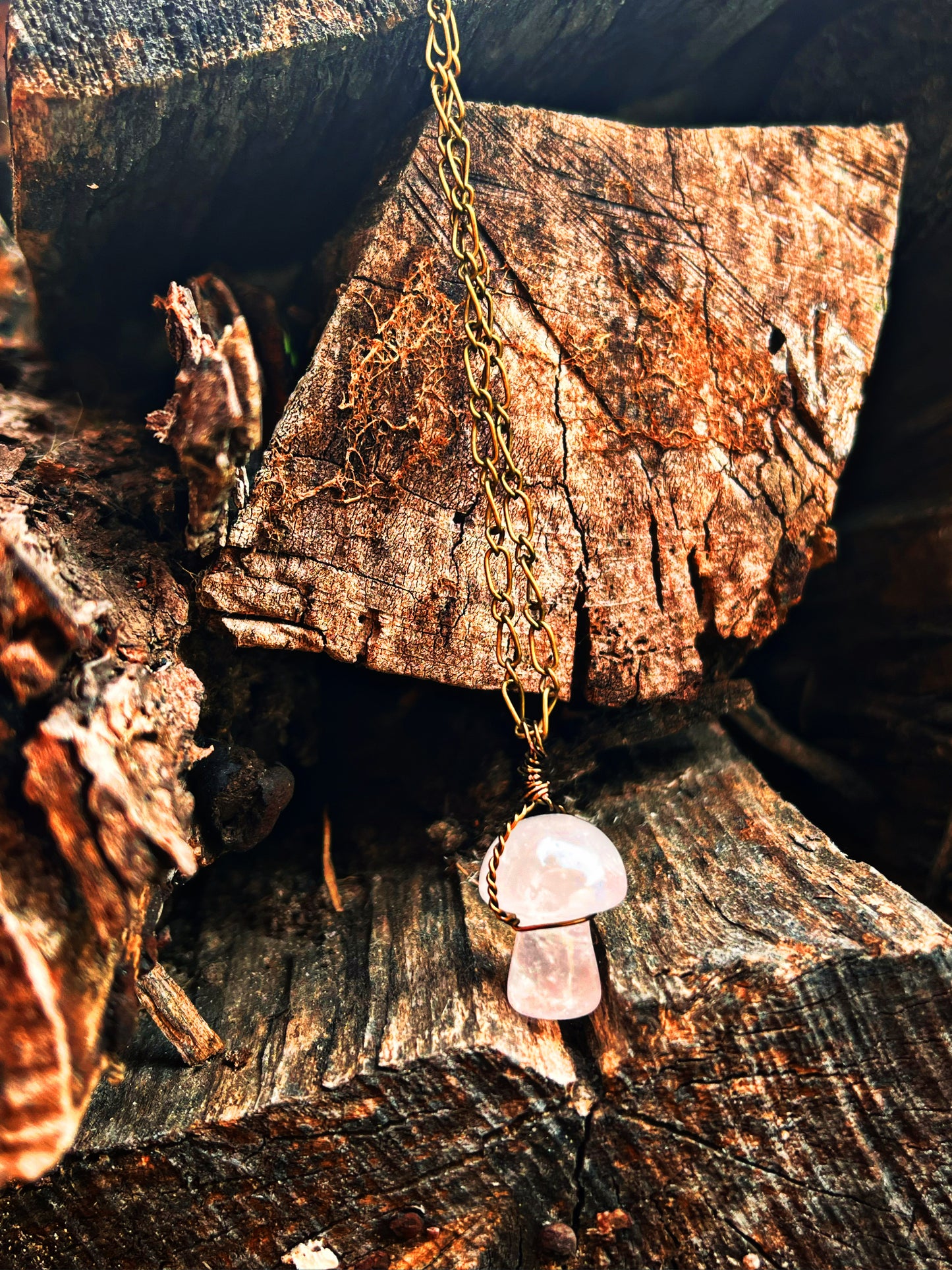 Wire wrapped Crystal mushroom necklaces