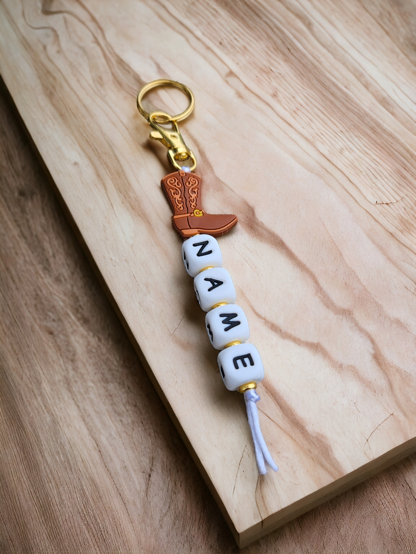 Cowboy boot name keychain