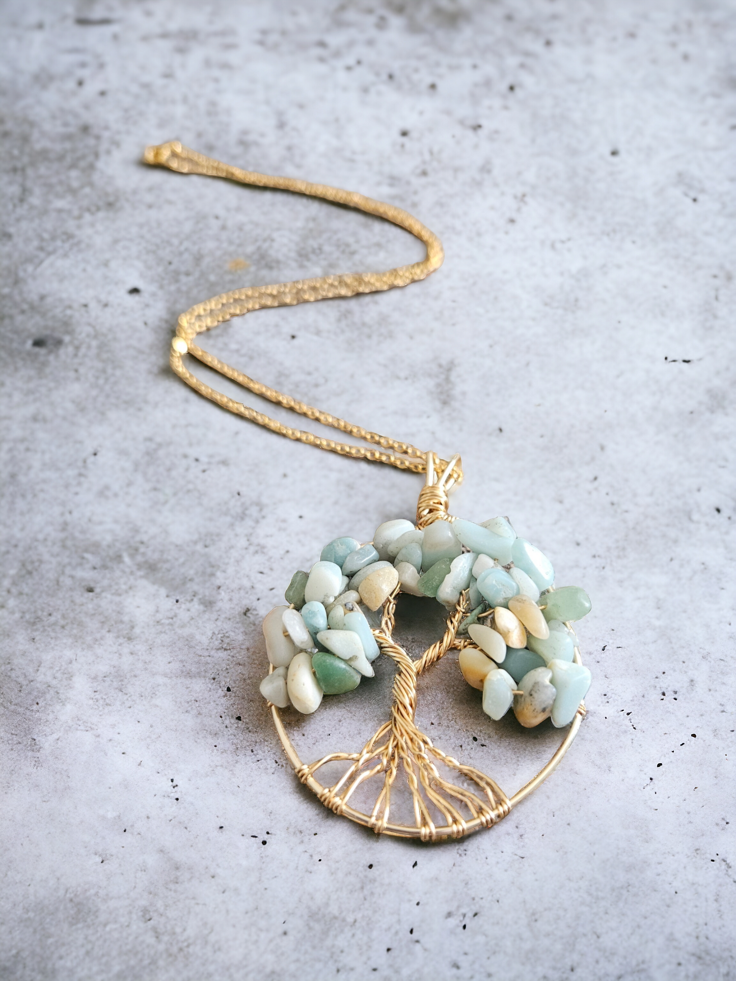 Amazonite tree of life necklace