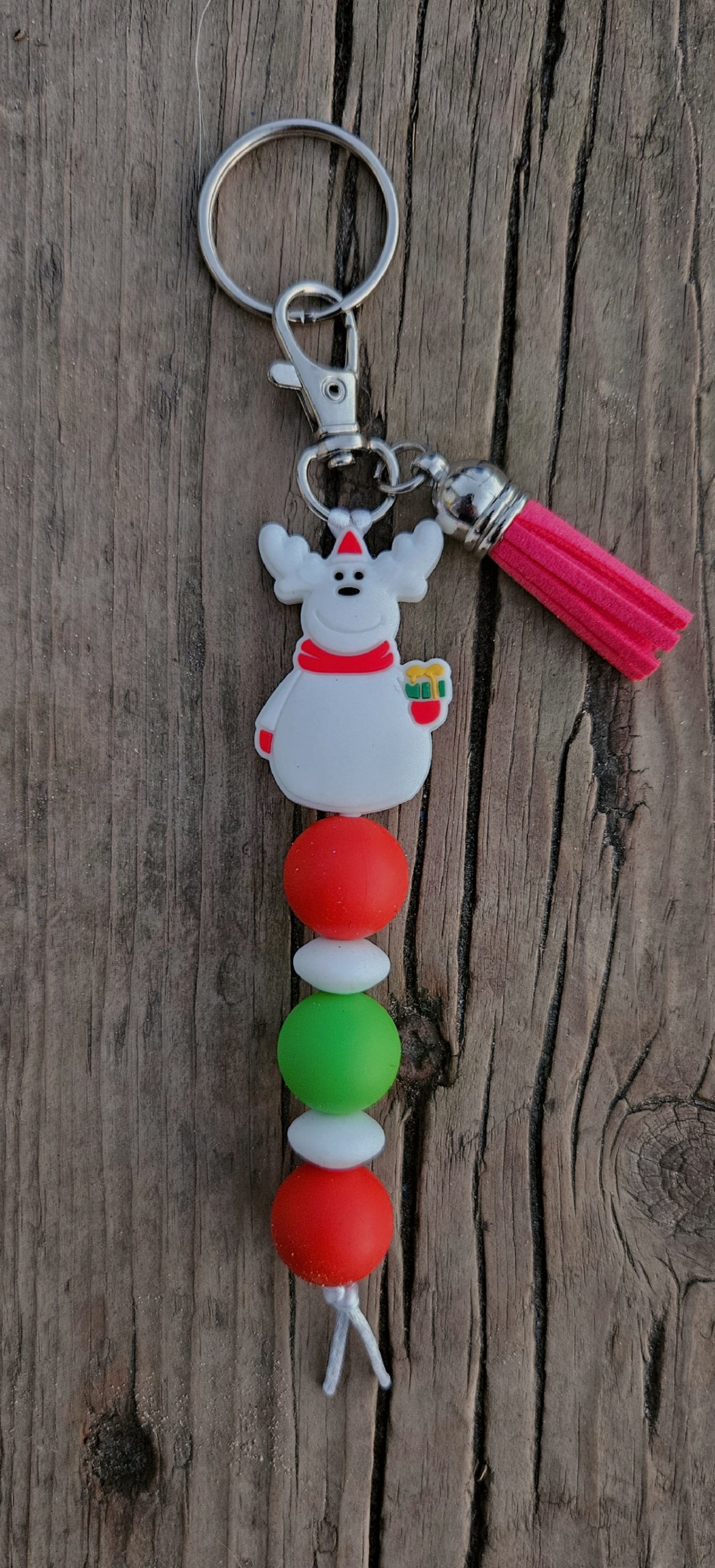 Albino moose keychain