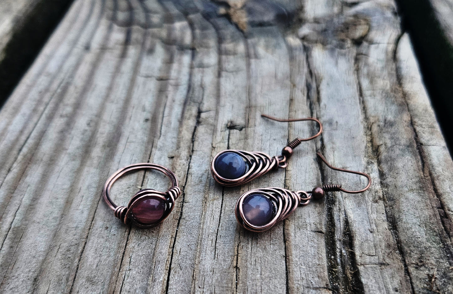 Botswana agate earrings/ring