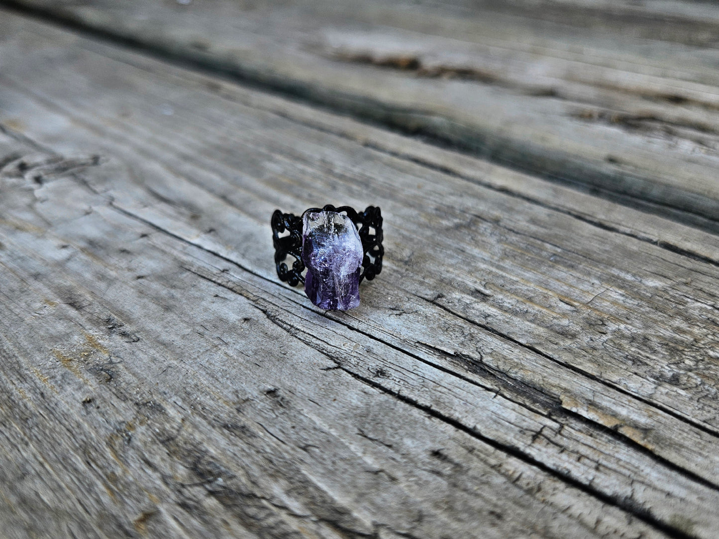 Amethyst adjustable ring