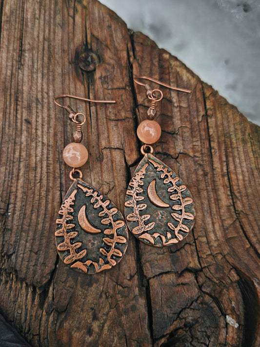 Sunstone bead earrings