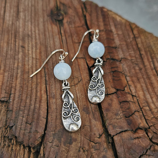Aquamarine bead earrings