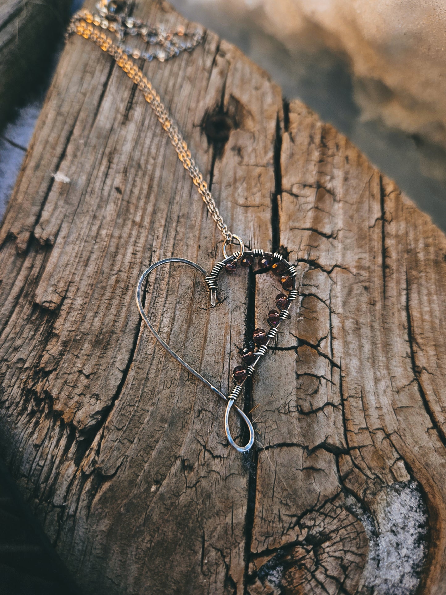 Sterling silver amethyst heart necklace