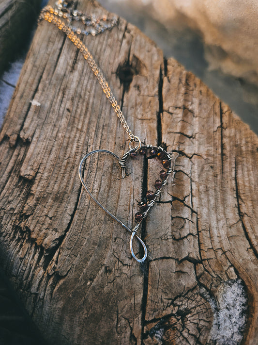 Sterling silver amethyst heart necklace