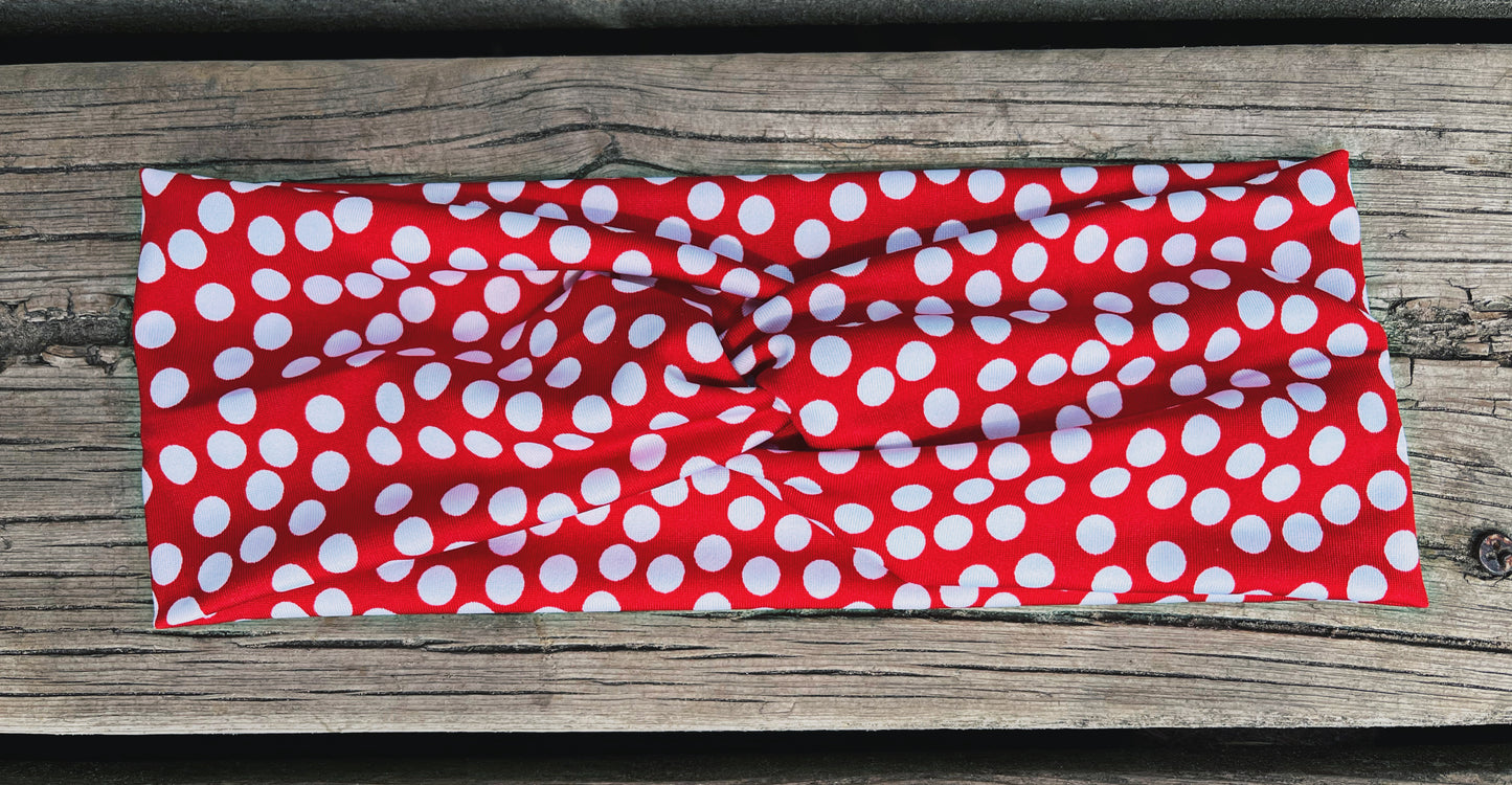 Red and white polka dot headband
