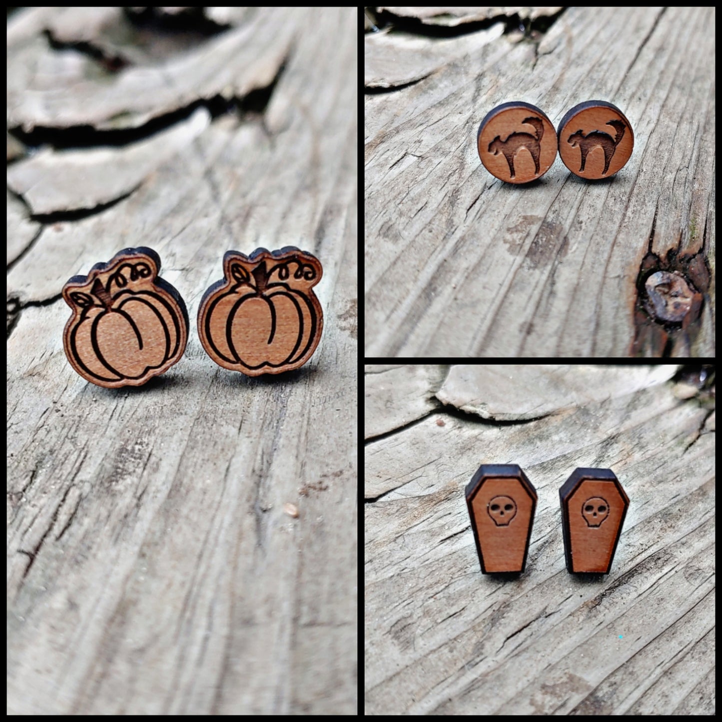 Wooden Halloween studs