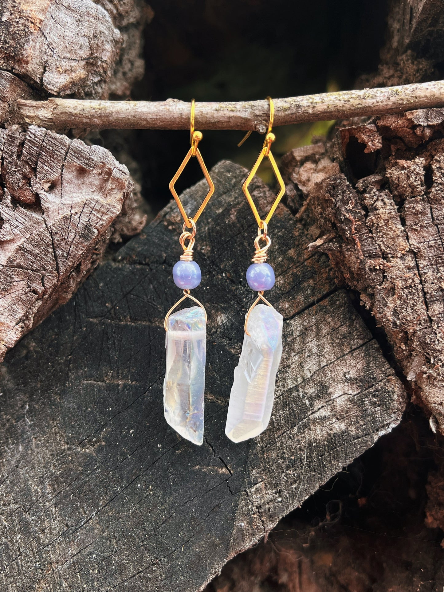 Angel Aura quartz earrings
