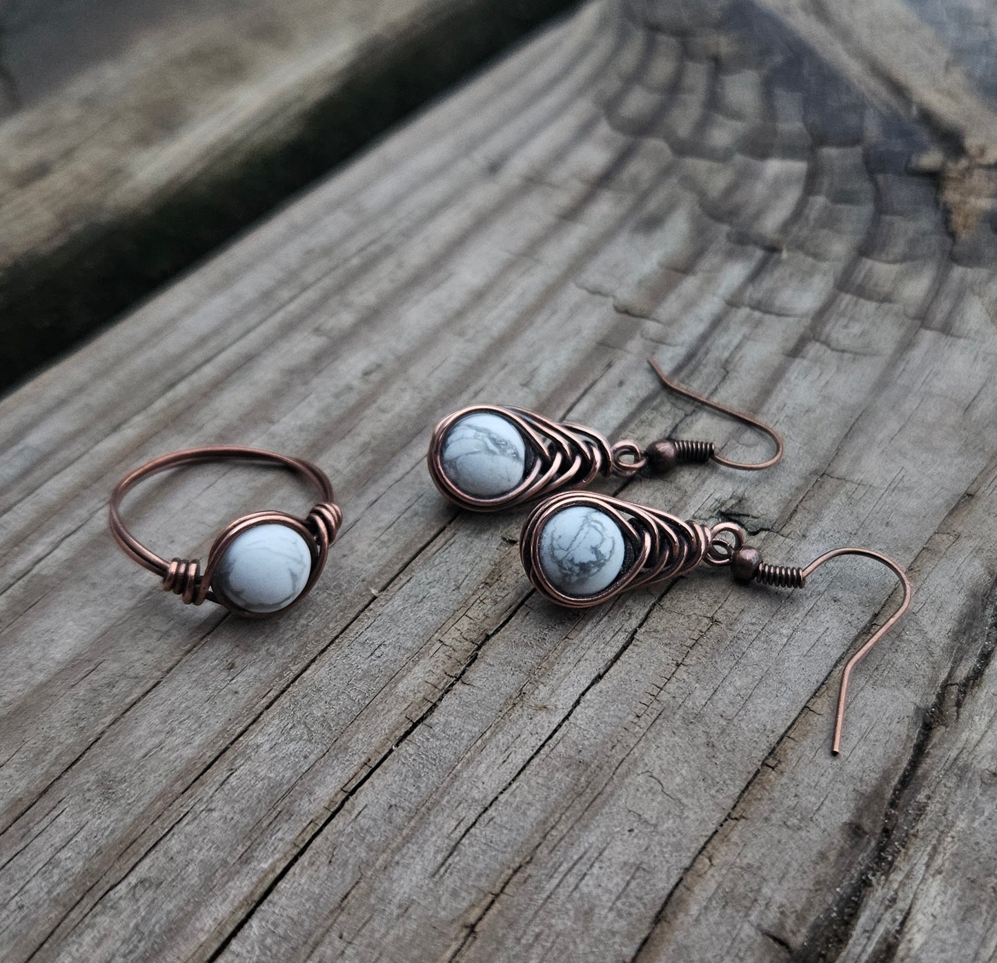 Howlite earrings/ring