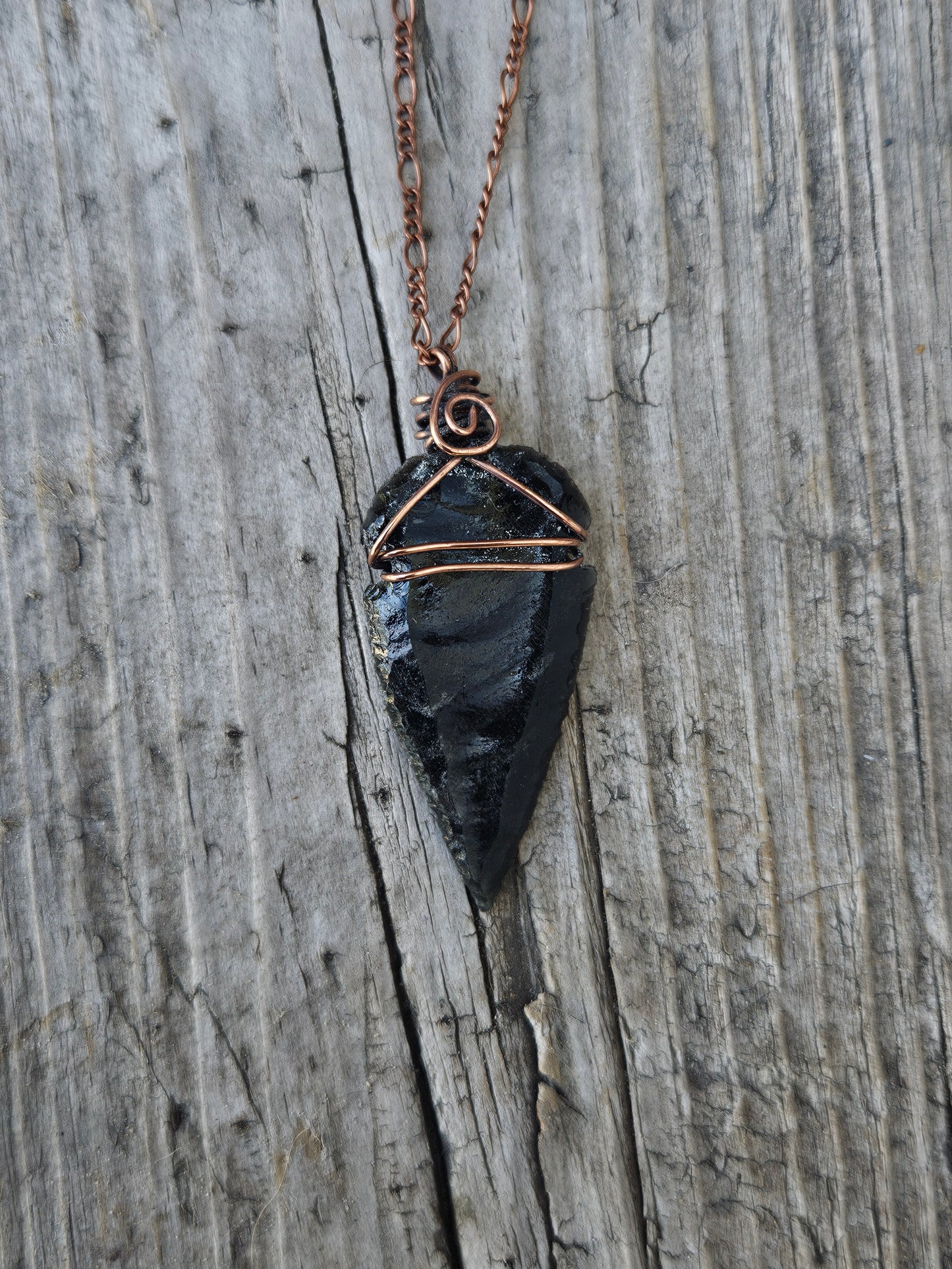 Obsidian arrowhead necklace