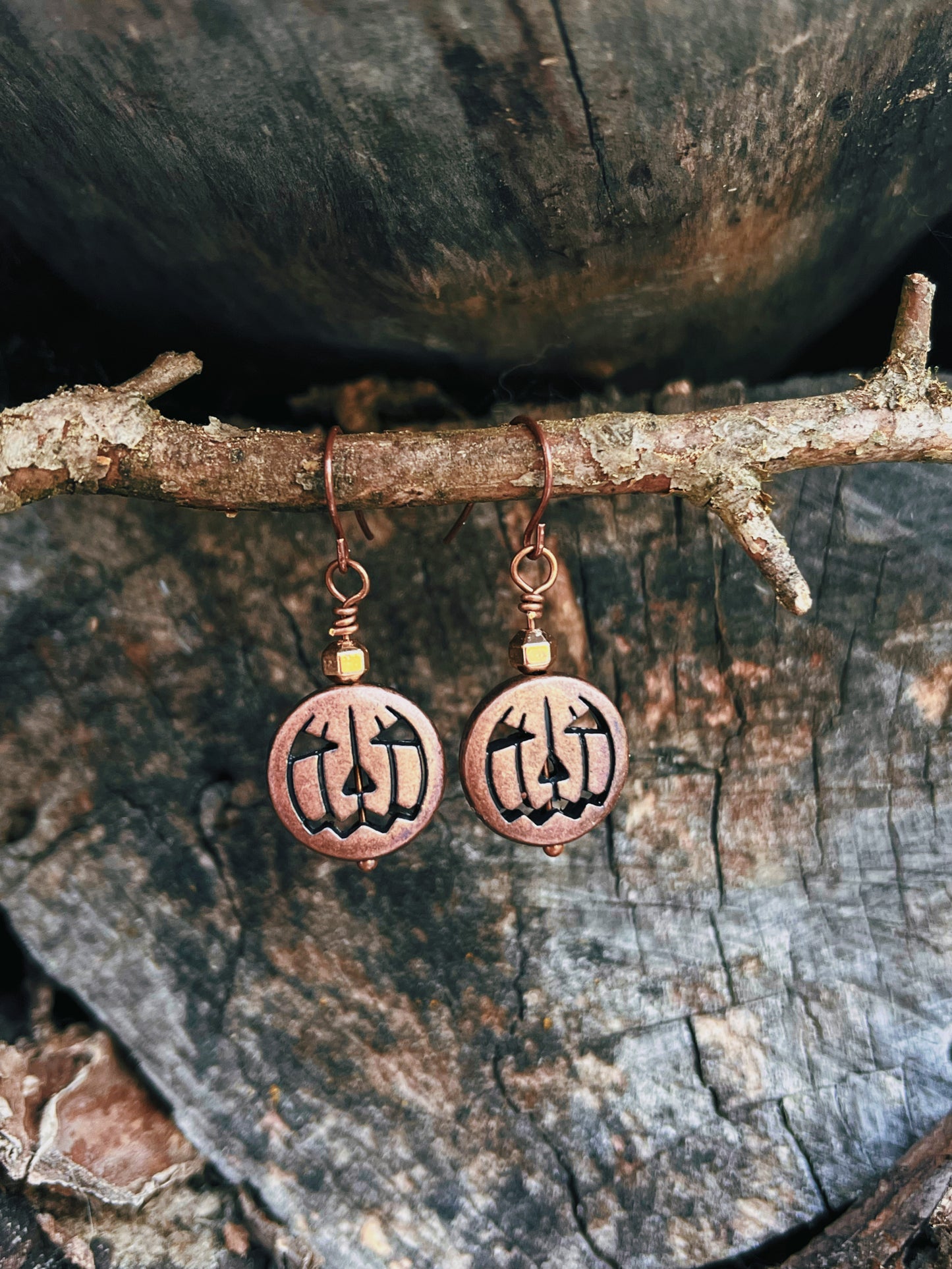 Copper pumpkin earrings