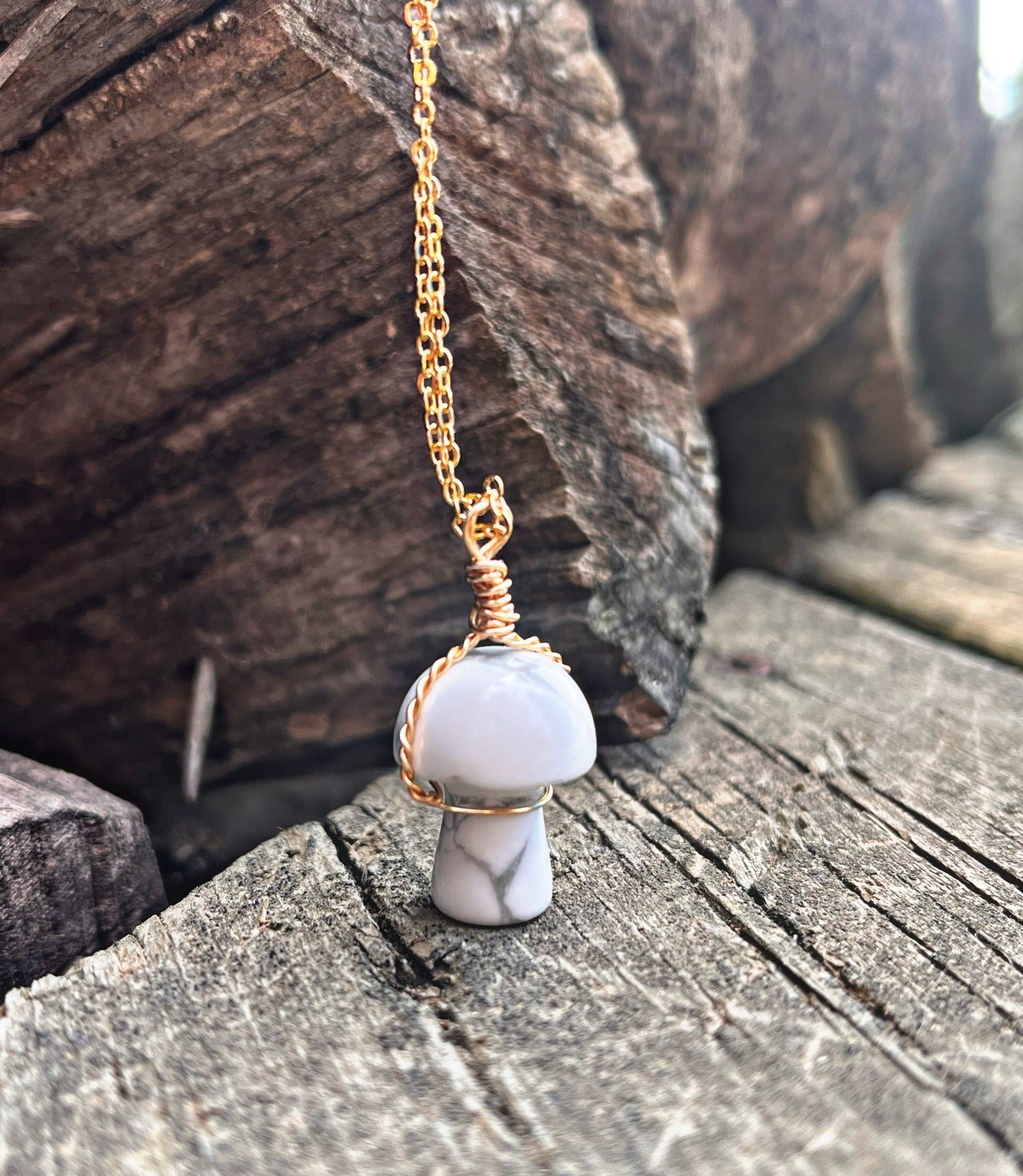 Wire wrapped Crystal mushroom necklaces