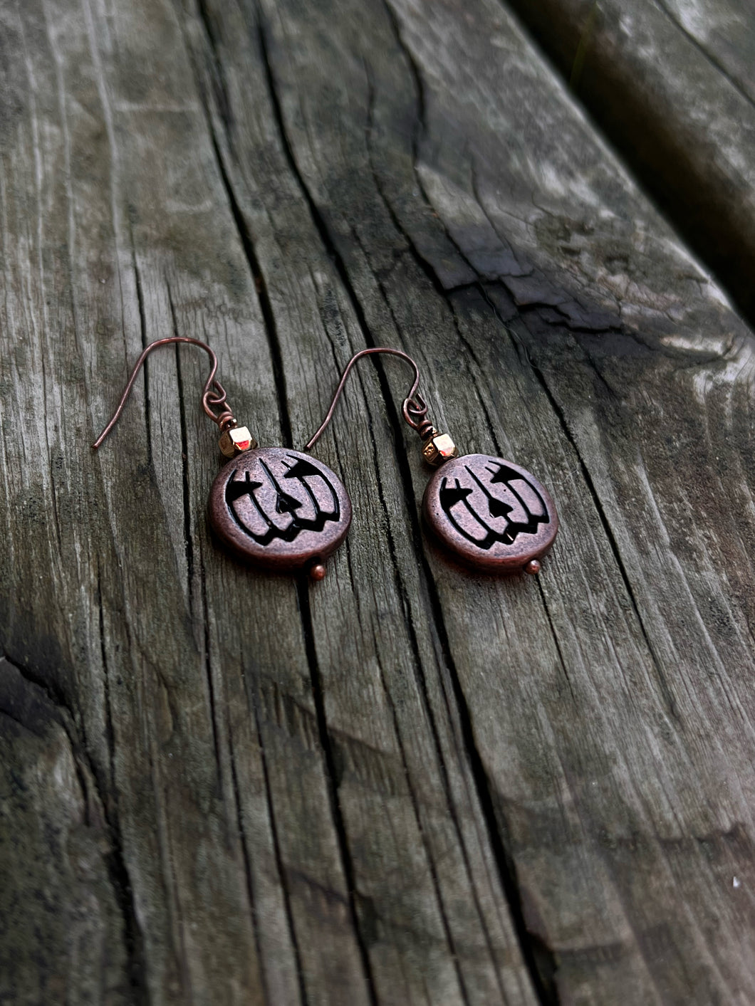 Copper pumpkin earrings