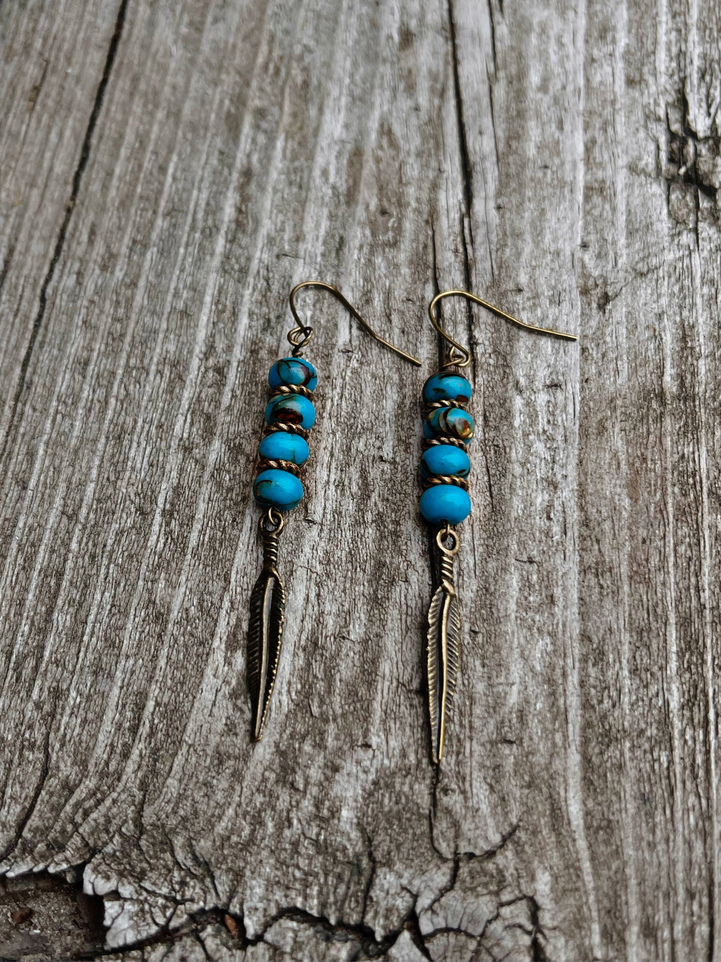 Siderolite feather charm earrings