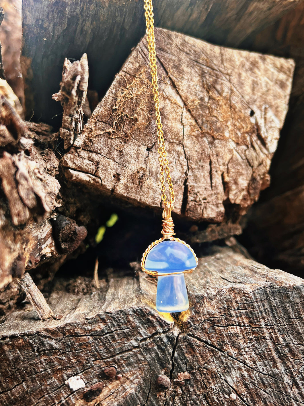 Wire wrapped Crystal mushroom necklaces