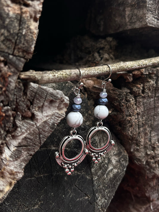 Howlite bead earrings