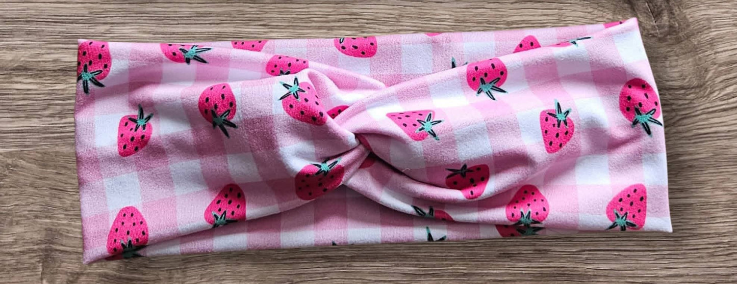 Strawberry plaid headband