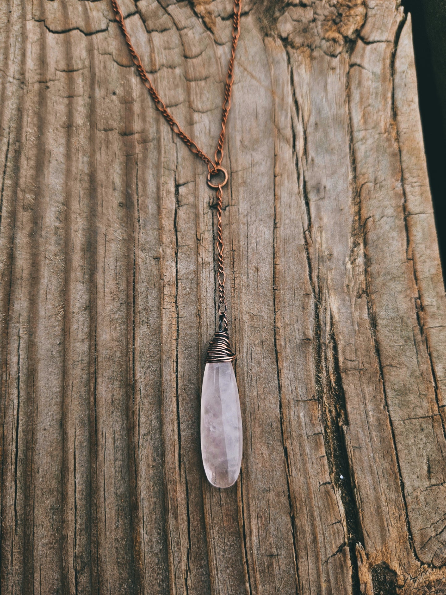 Rose quartz y necklace