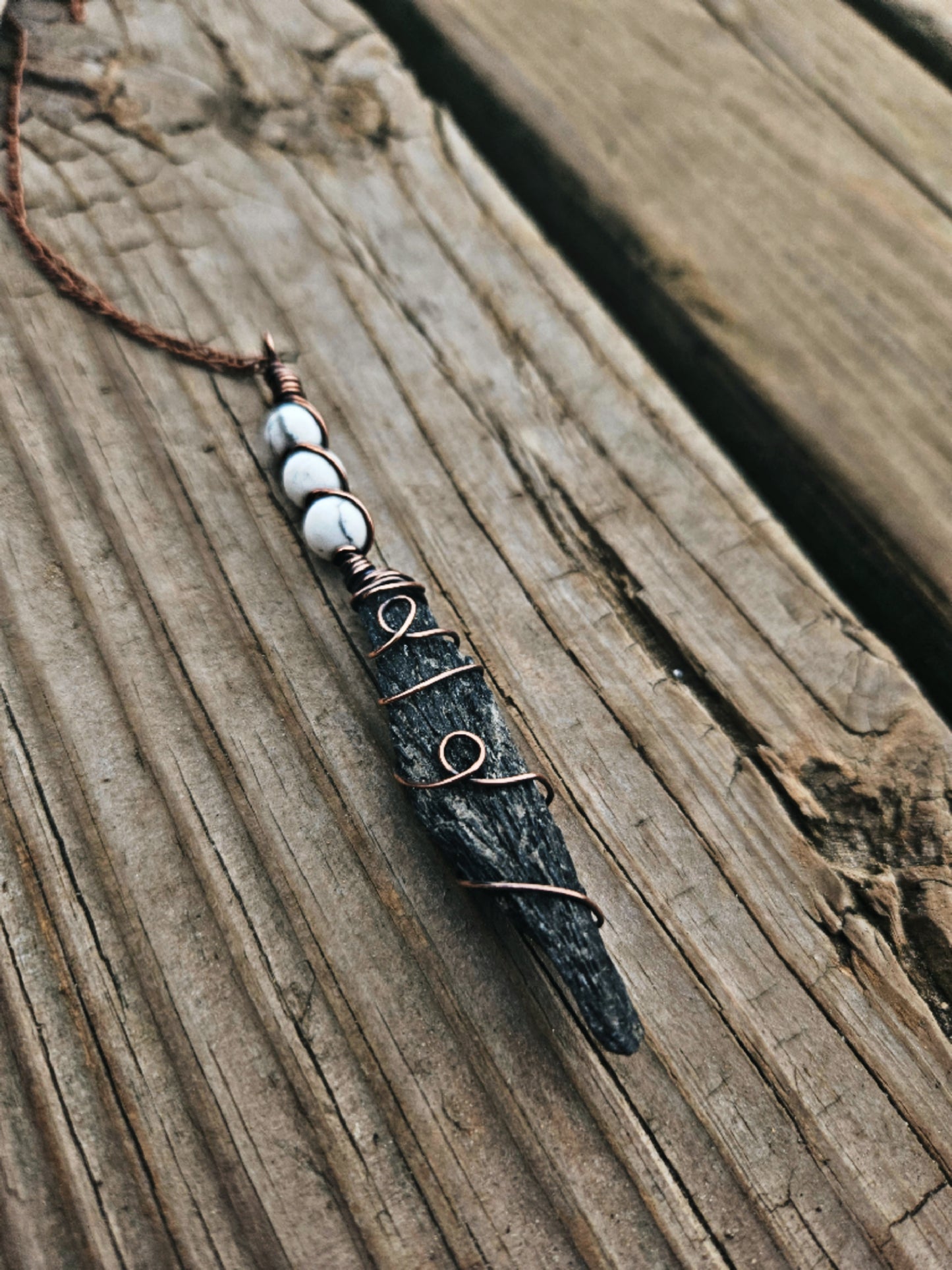 Black Kyanite and howlite necklace