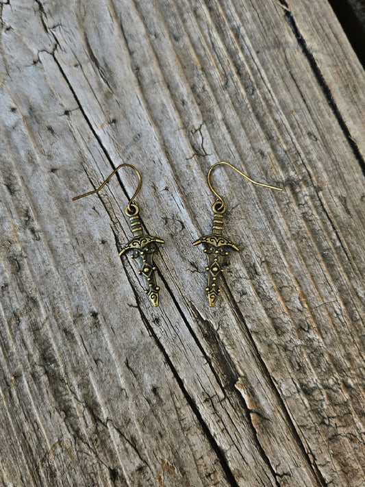 Bronze sword earrings