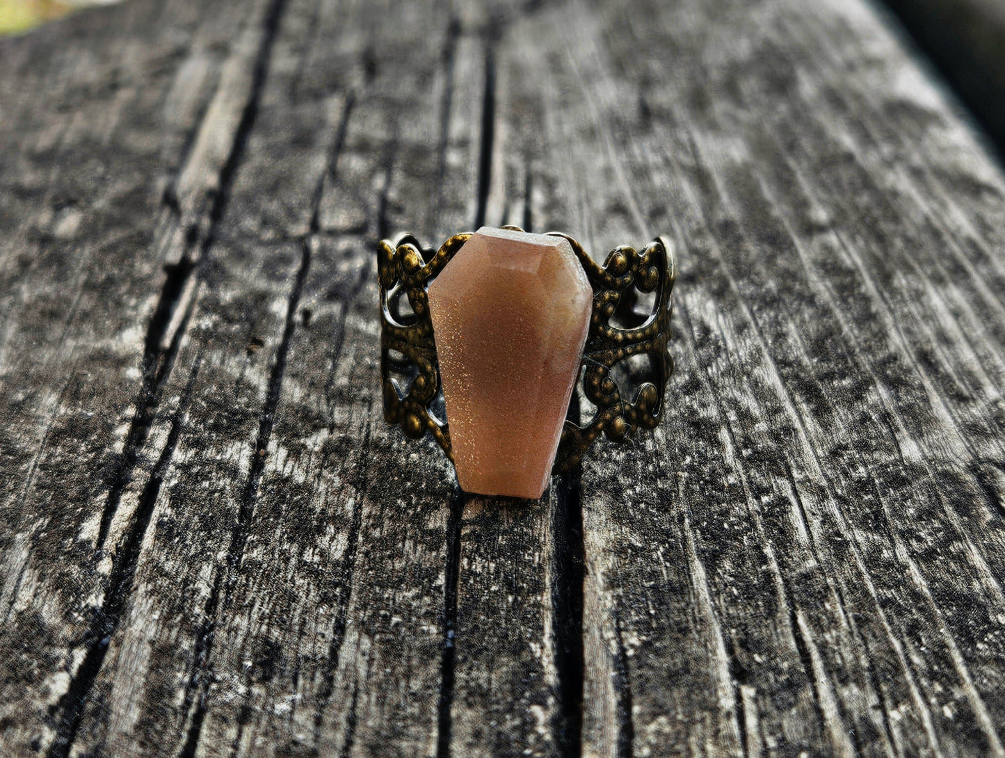 Peach Moonstone ring