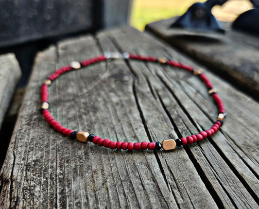 Red seed bead choker