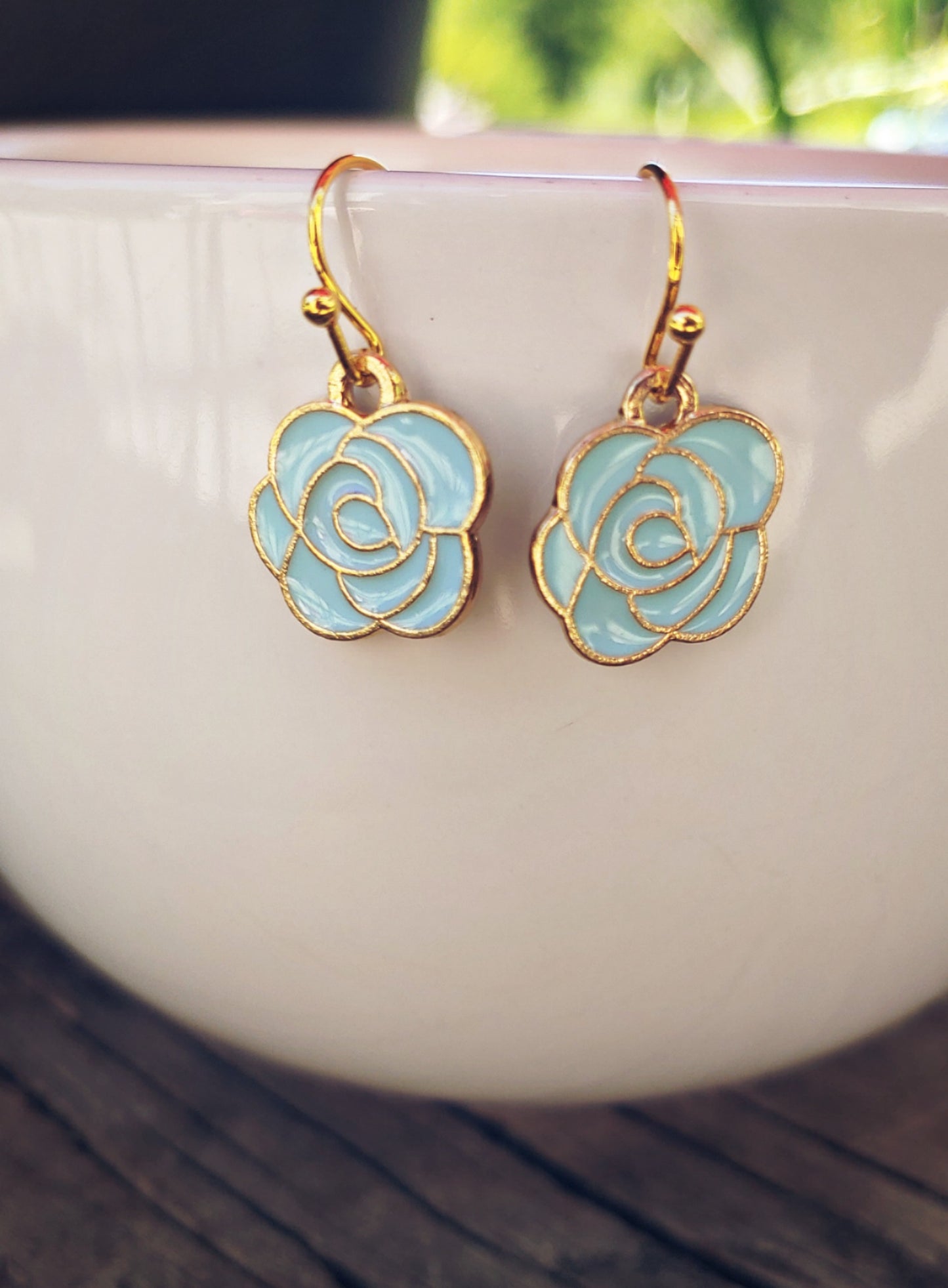 Blue floral earrings