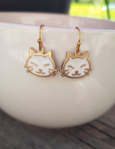 Gold cat earrings